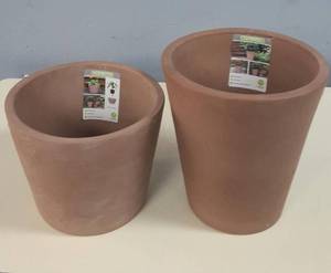 Southern Patio- Vaso  (1) 10.9 in. Dia Tall Clay Planter & (1)  Vaso- 9.8 in. x 6.7 in. Terracotta Clay Pot-