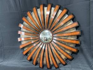 lot 15 image: Round Metal Wall Decor w Mirrored Center