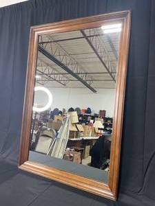 lot 17 image: Large Hanging Mirror w Wooden Frame