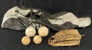 lot 82 image: Baseball Bag, Bat, Glove and Baseballs