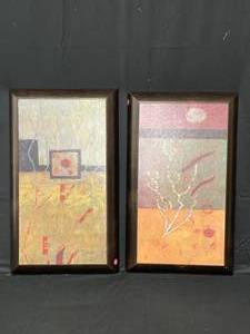 lot 118 image: 2 Piece Colorful Hanging Artwork by Maxwell From Schneidermans