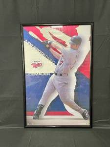 lot 86 image: Framed Poster of Joe Mauer 36 x 24