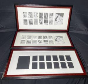 lot 140 image: 3 Wooden Frames w Mats for 1 4x6 and Wallet Size Photos