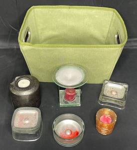 lot 142 image: Lot of Various GLADE Candle Melt Holders, Black PartyLite Tea Light Holder, and More CandleCandle Melt Items
