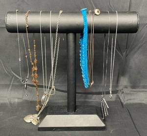 lot 150 image: Lot of 9 Costume Jewelry Necklaces (stand not included) - Great Condition