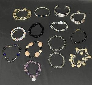 lot 157 image: Lot of Fun and Colorful Costume Jewelry Bracelets - Various Styles, Closures and Colors