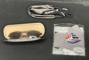 lot 165 image: Tampa Bay SuperBowl LV Face Mask, Sunglasses in Case and Waist Bag