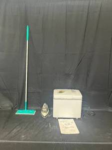 lot 202 image: Oster Bread Maker - Used, VTG Iron (untested) and Swiffer Mop Handle