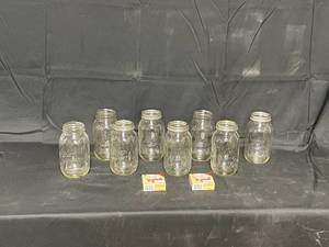 lot 183 image: 8 Mason Jars and 2 Packs of Flat Lids