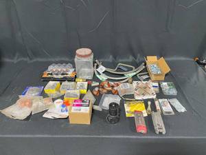 lot 210 image: Large Variety of Hardware inc. Carriage Bolts, Earplugs, Hoses, Screws, Joints and Much More