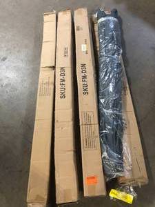 lot 18 image: Lot of CASAINC 10 ft. Aluminum Rectanglar Market LED Patio Umbrella in Navy Blue  Customer Returns See Pictures