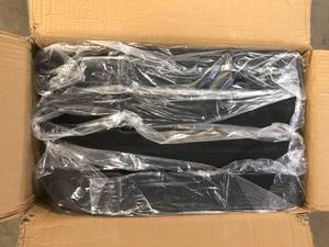 lot 19 image: WESTIN OUTDOOR Fillable 4-Piece Standard Plastic Universal Patio Umbrella Cross Base Stand with Handle in Black Customer Returns See Pictures