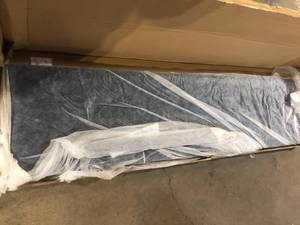 lot 20 image: Brookside Kaylee Adjustable Navy KingCal King Upholstered Low Profile Headboard with Square Tufting  Customer Returns See Pictures