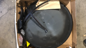 lot 33 image: Hampton Bay Sadler 30 in. x 19 in. Round Steel Wood Burning Fire Pit in Rubbed Bronze  Customer Returns See Pictures