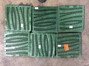 lot 45 image: Lot of NDS 12 in. Plastic Square Drainage Catch Basin Grate with Wave Design in Green  Customer Returns See Pictures