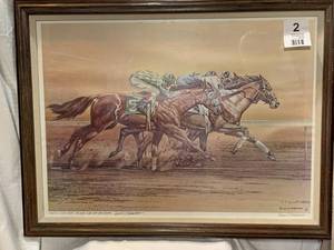 Framed & Matted Signed Print   In the Stretch