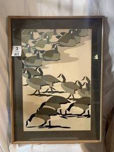 Signed Framed & Matted Thomas W. Taylor 1984 Print   Will Geese