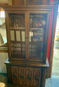 Wooden China Hutch With Glass Shelves