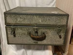 Large Vintage Military Storage Box With Leather Handle