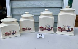 4 Piece White Canister Set