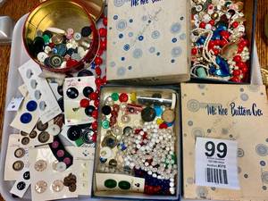 Vintage Sewing Buttons From McKee Button Co. -- Boxes With Lots Of Miscellaneous Sewing Buttons--Some On Cards