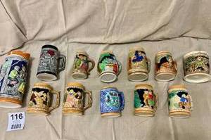 10 Old Steins Drinking mugs Pitcher & Mustache cup Most Japan