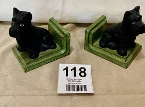 Metal Scottie Dogs Book Ends Cast Iron Heavy