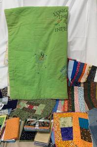 Quilt Pieces, Quilt Fat Quarters Blue Jean Embroidered Items, Pigs In Blanket Childrens Blanket