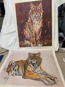 2 Tiger & Bobcat Canvas Prints. 25 x 31 Glicese