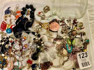 Costume Jewelry Mix In Old Glass Jar