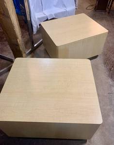 2 Heavy Display Cubes. Table or display blocks 29 x 24 and 17.5 tall. one  small chip on edge of one.