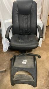 Office Chair & Step Stool. Black 5 leg rolling chair.