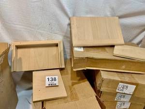 Wood Shelf or Stair Risers 10 boxes with a three sided mold edge and  rectangle wood in each box 12.6 x 7 12