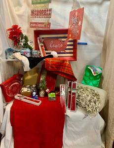 Sterilite Bin Holiday Items Xmas Mix, Hat, Tablecloth, Lights, Mikawsa Tray,  Candles MIX