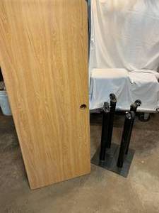 4 Wheeled Table legs & 2 tops 4 Heavy duty 29 wheeled table legs, and 2  laminated 60 x 24 Table tops