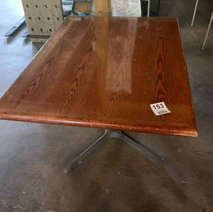 Heavy Cafe Table 48 x 36 Heavy Wood top metal stand base 30 tall Cafe  Table.