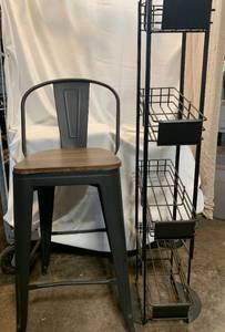 Bar stool & Display Rack Seat needs to be fastened, Black 4 layer display  metal rack