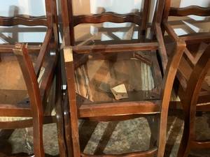 5 Wooden Chairs Carved back padded seat set of 5