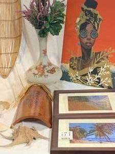 DECOR Group Beach, Chili African woman painting, Beach Photos, Butterfly  Vase, Chili Clay, Real Shells, Hanging Basket