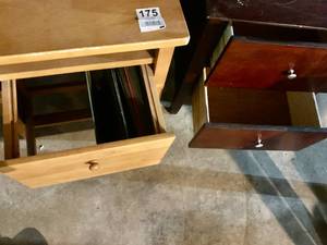 2 Night Stands   Dark W 24 D 16 H 26 12 (cracked edge) LT W 22 D 18 H 24