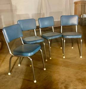 4 BLUE 50s Chrome Chairs