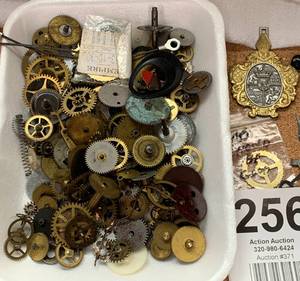 Clock parts, gears, pieces