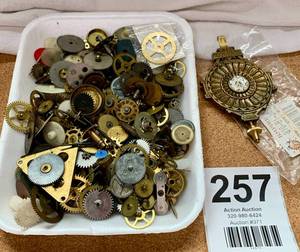 Clock parts, gears, pieces