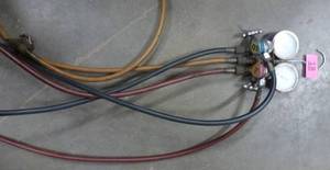 Set of air conditiong HVAC gauges