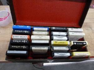 Case of 8 track tapes including 3 Beatles (one is broke however) and Buddy Holly story