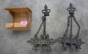 New bird feeder and 2 hanging iron candleabra