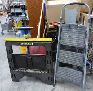 Step ladder and sawhorse