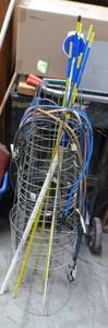 Tomato cages, road markers and bungie cords