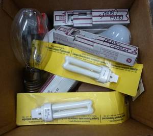 3 boxes of lightbulbs of various size