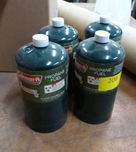 4 New Coleman propane bottles 1 lb
